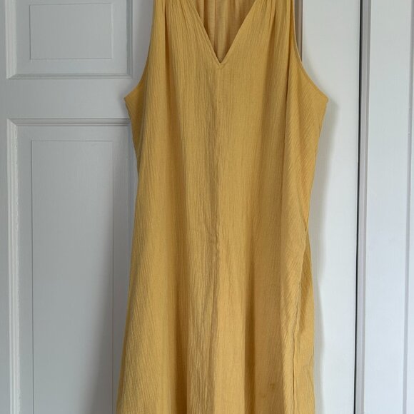 Garnet Hill Easy Cotton Gauze Cover-Up, Maize, Lg. - Picture 3 of 6